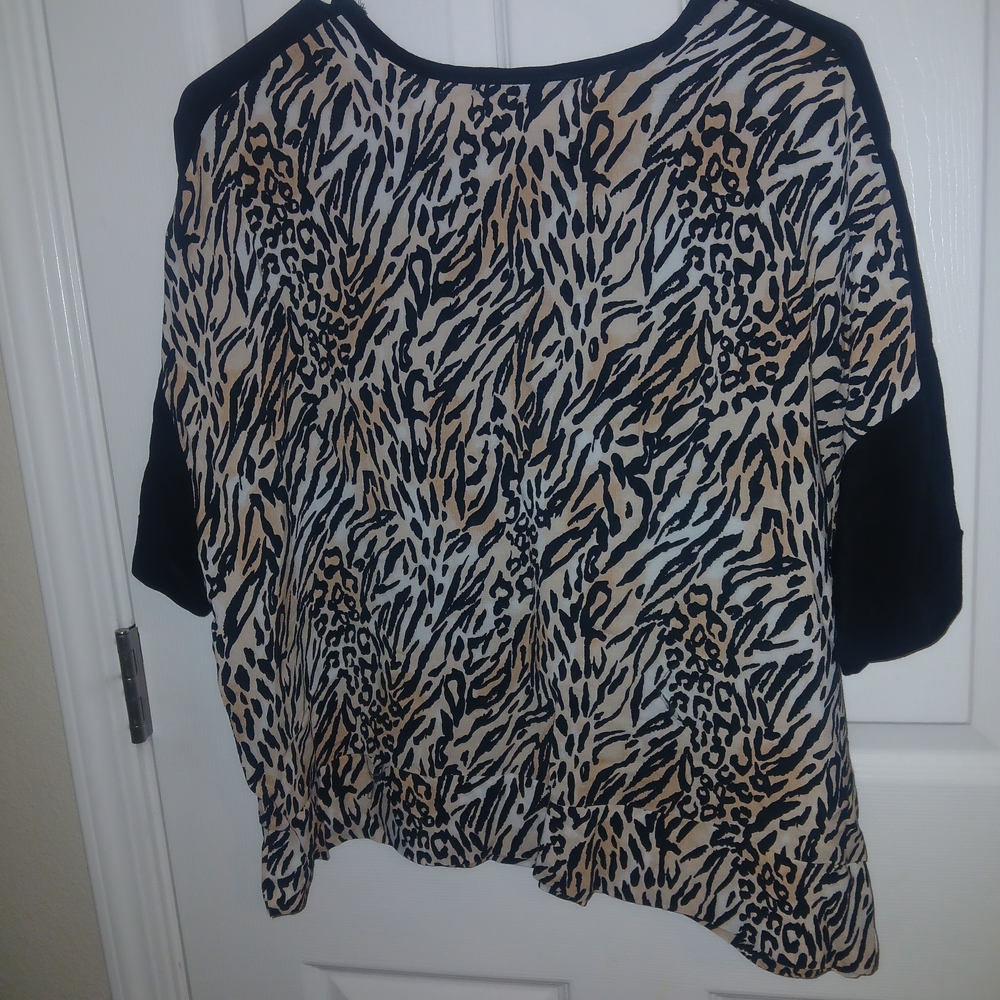 next Beige and Black Animal-Print Short Sleeve Top - Picture 3 of 5